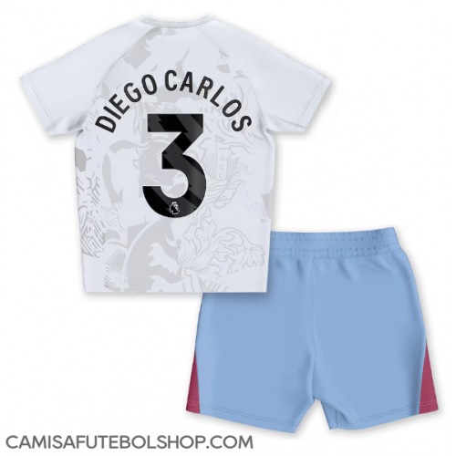 Camisa de time de futebol Aston Villa Diego Carlos #3 Replicas 2º Equipamento Infantil 2023-24 Manga Curta (+ Calças curtas)